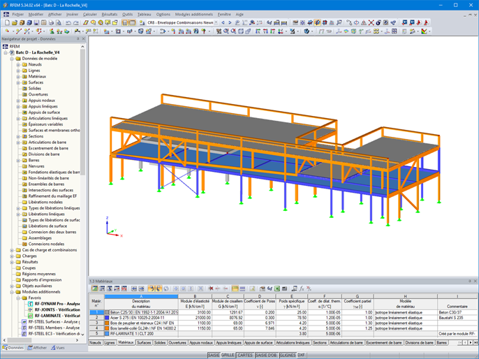 Model of Building D | School complex in La Rochelle | Composite timber-metal structure, timber-concrete slab