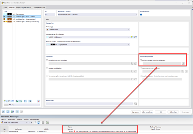 The image shows an approach to solving the instability in the modal analysis without an initial state.