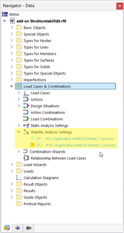 The image shows new entries in the Data navigator after activating the add-on.