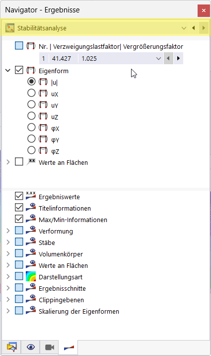 The result of the add-on is presented in a structured list in Results Navigator.