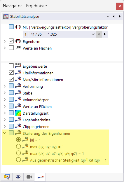 The image shows the standardized and scaled results in the navigator.