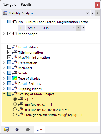 The image shows the standardized and scaled results in the navigator.
