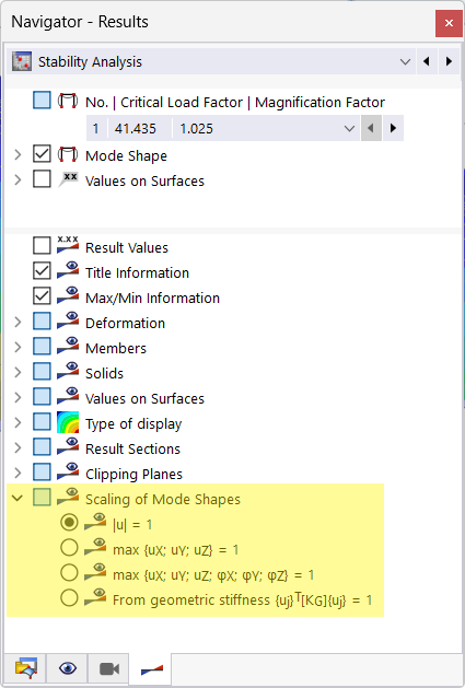 The image shows the standardized and scaled results in the navigator.