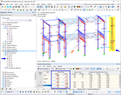 The display shows vertical result lines for evaluating horizontal transverse loads and the total seismic shear.