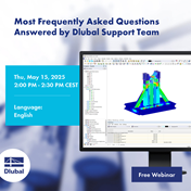 Informative image discussing frequently asked questions addressed by the Dlubal support team in a dedicated session.