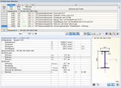 Detailed view of a load-bearing capacity analysis showing design checks by member. Information is clearly displayed in tabular form.