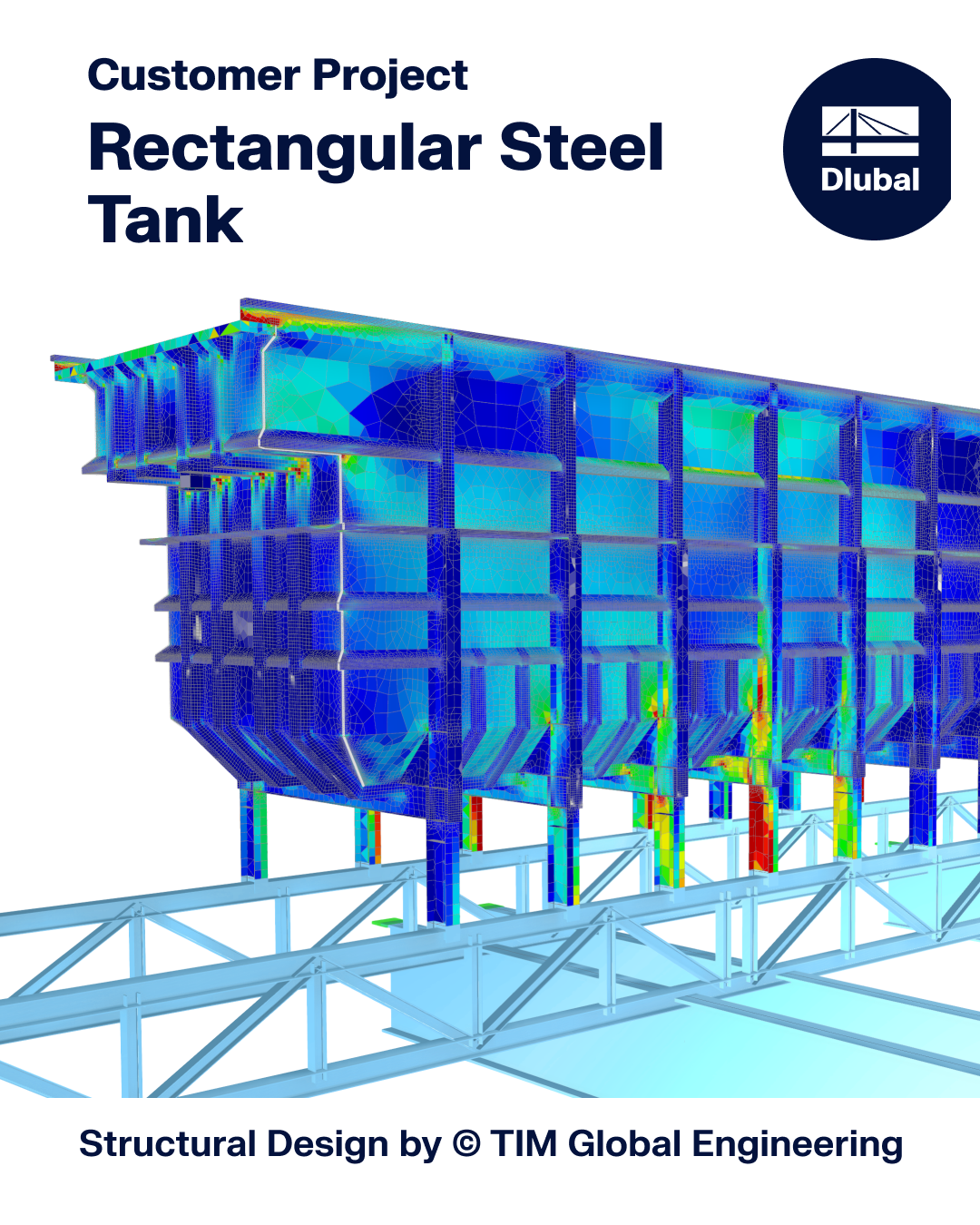 Steel tank with rectangular design showcasing durability and strength analysis, focused on structural integrity and efficient material use.