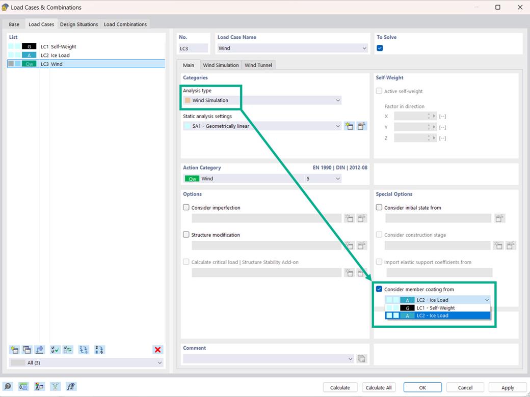 Simulace zatížení konstrukcí větrem s volitelným opláštěním prutů.