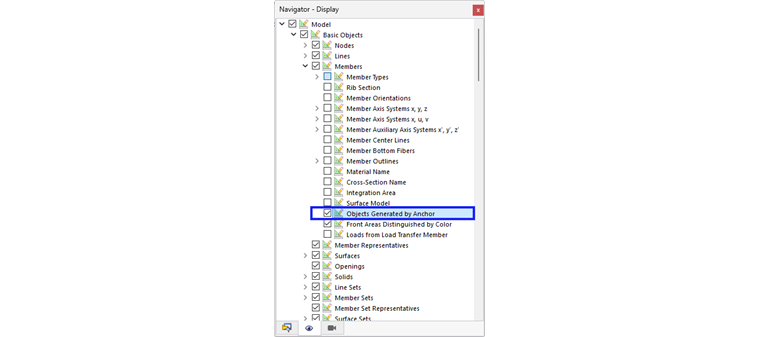 Display of Objects Generated by Anchors