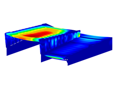 Animation showing structural deformations of the building of the 3S cable car valley station, illustrating structural movements.