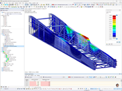 Critical buckling shape of the steel launching nose for the bridge superstructure in the 3rd mode.