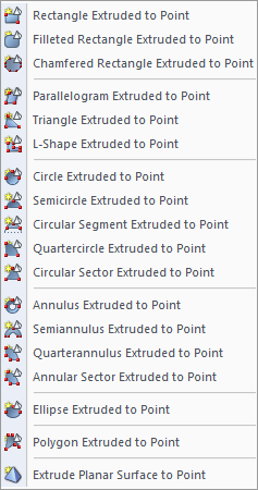 Feature '"Extrude to point" for three-dimensional modeling in a software tool
