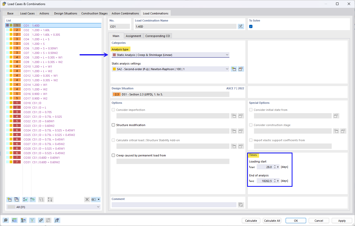 Illustration of creep and shrinkage effects in a structural model.