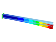 A structural beam is shown bending due to a non-uniform temperature change across its cross-section, illustrating thermal effects on structural integrity.