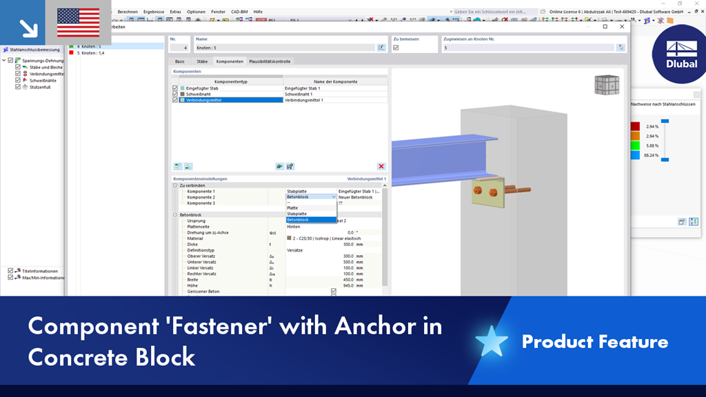 The "Connection Joints" component shows an anchor in the concrete block as a part of the product feature.