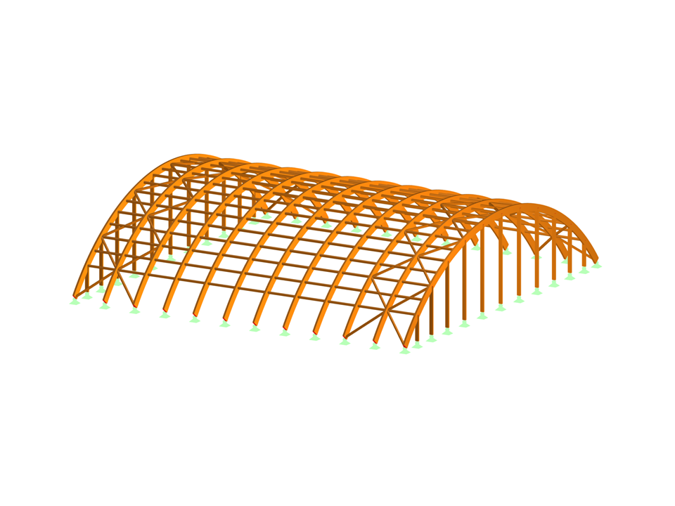 Model 005634 | Laminated wood arched roof spans 47 meters for University of Florence labs.
