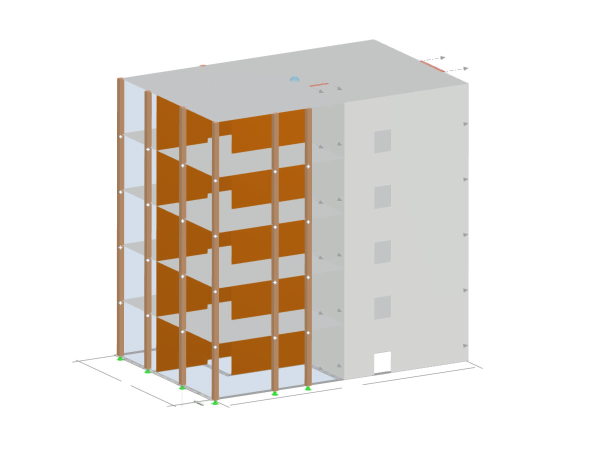 Five-story building with modern structural requirements in an urban environment.