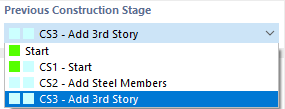 Graphical display of the sequence of construction stages for construction process planning.