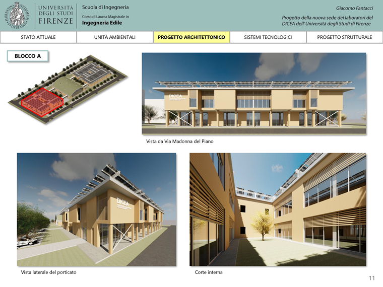 Structural project for a new laboratory building at the University of Florence, Italy.