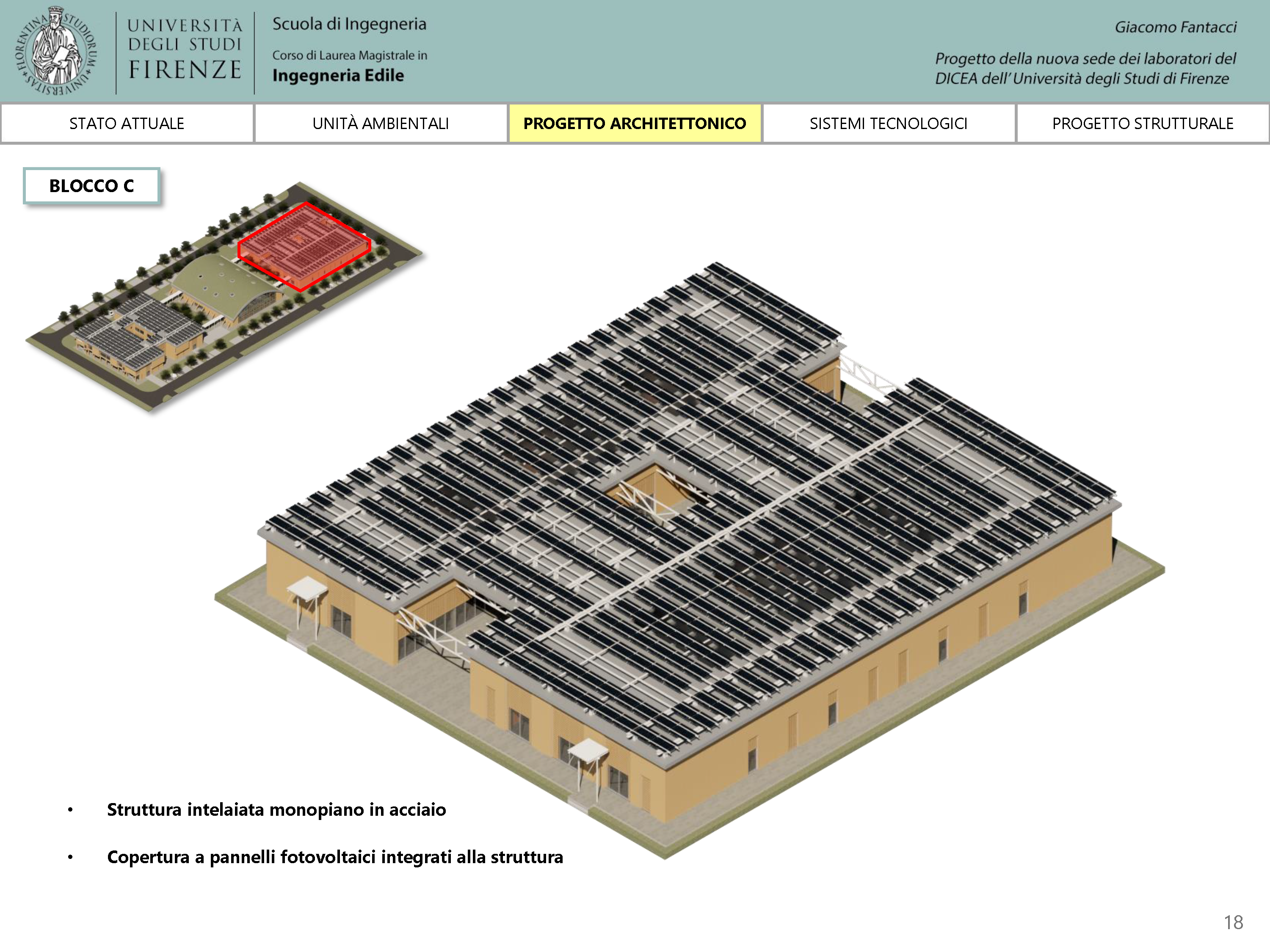 New modern architecture of the DICEA laboratories at the University of Florence, Italy.