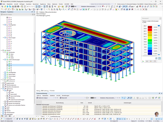 Verformung einer Holz-Beton-Struktur in einem Gebäude. Foto von © Jan Thoma, Blumer Lehmann