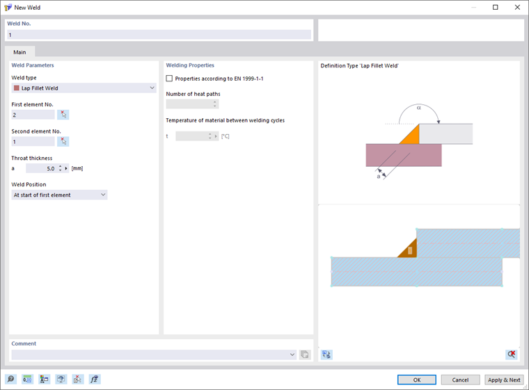 Weld type "Lap Fillet Weld"