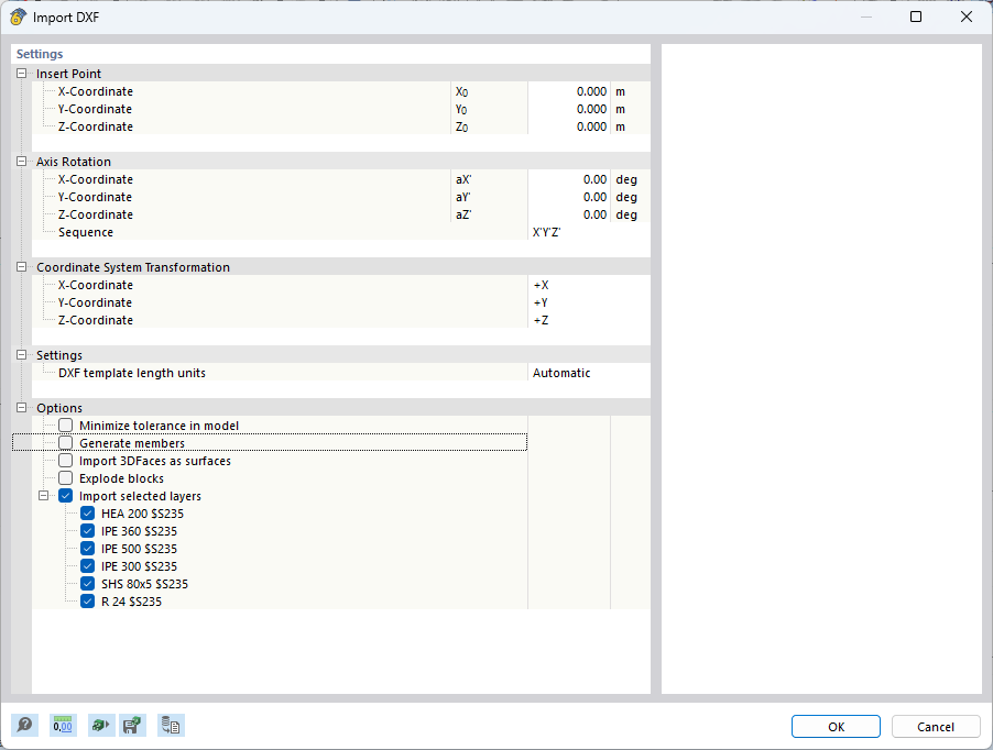 Visualization of the DXF import process in a 3D environment for the integration of technical drawings.