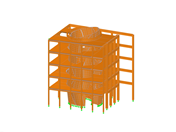 Modern timber structure with a decorative spiral staircase in the interior.