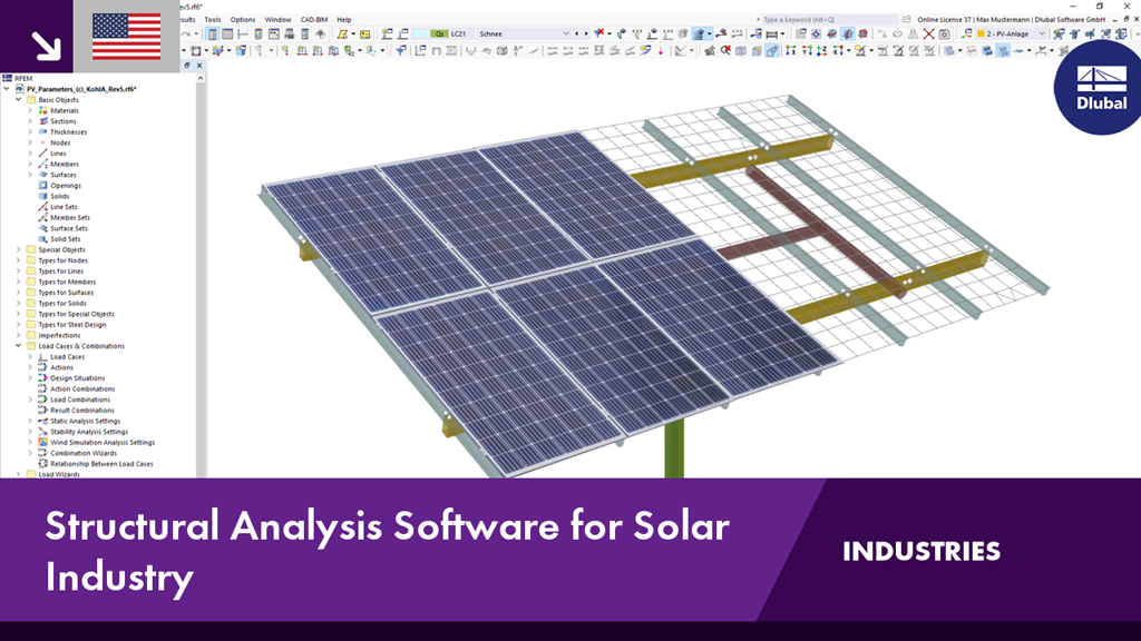 Structural analysis software for optimizing solar structures in the energy industry.