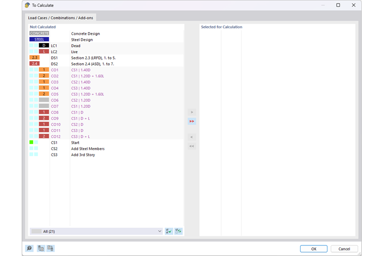 Engineering software displaying a model with simulated construction stages for a detailed structural process.