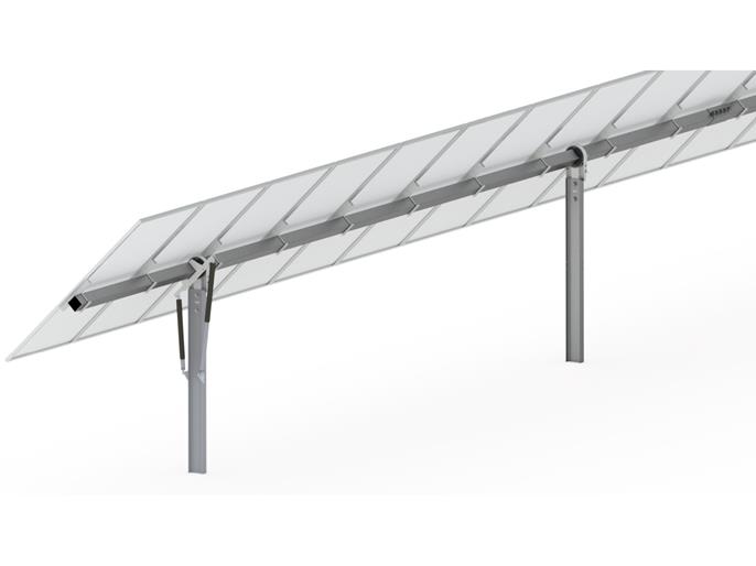Detailed view of a solar tracker system showing its structure and key components.