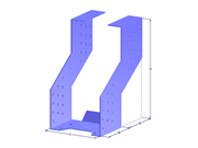 Rendering of GERG component series for timber connections with specified dimensions.