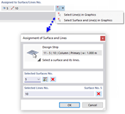 Graphical definition of a surface and a line for design strips