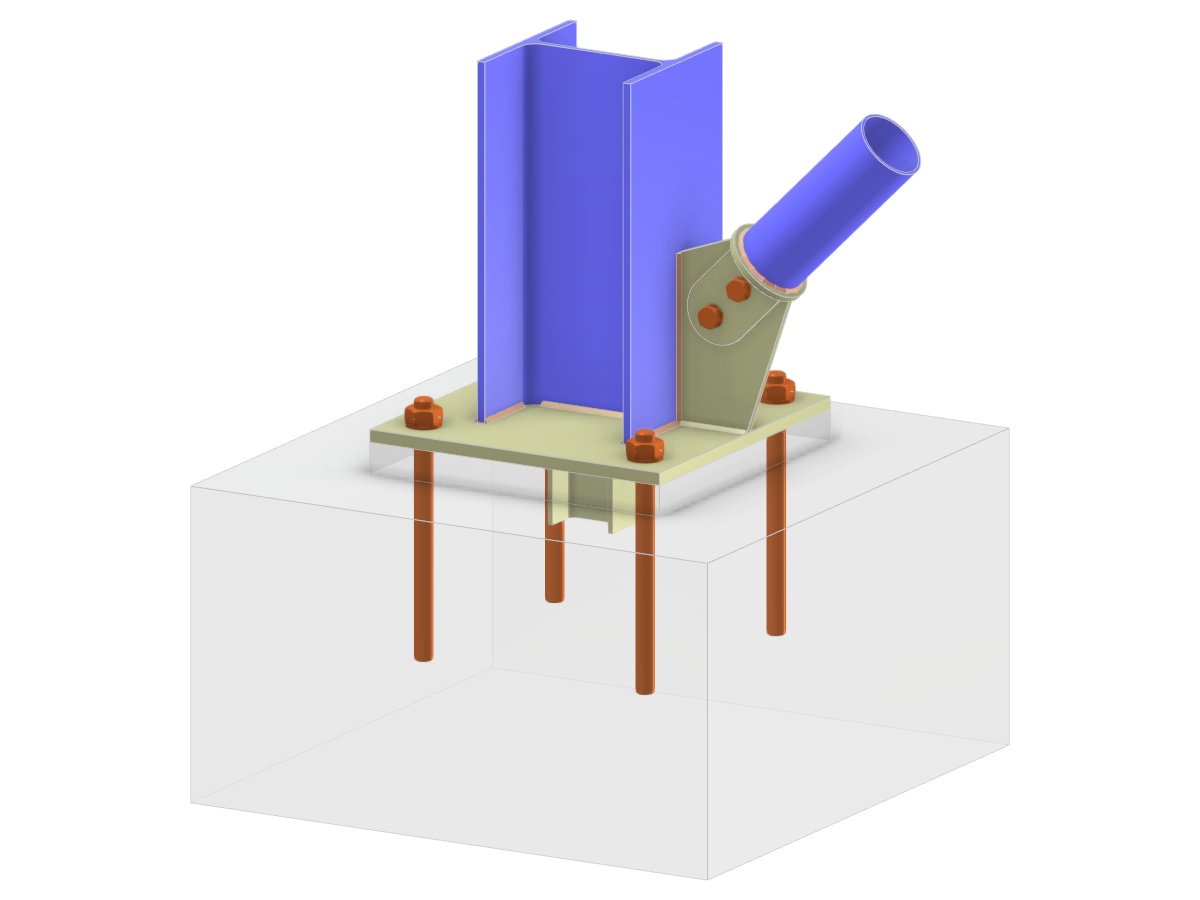 Model 005694 | Column Base with Gusset Plate with Shear Lug and Bolted Diagonal Connection