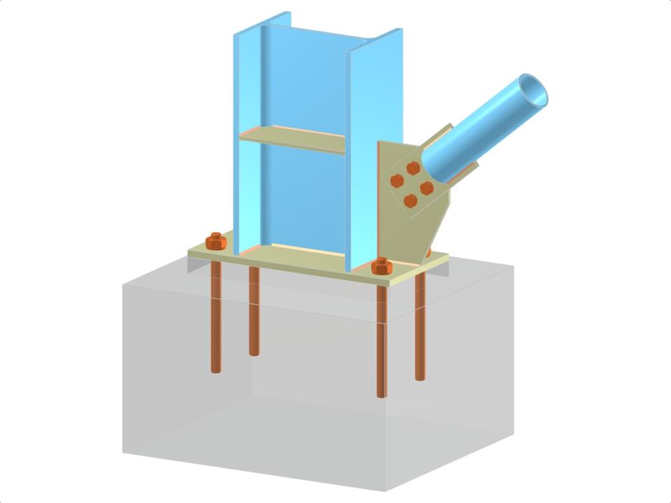 Model 005699 | Column Base with Gusset Plate with Shear Lug and Bolted Diagonal Connection