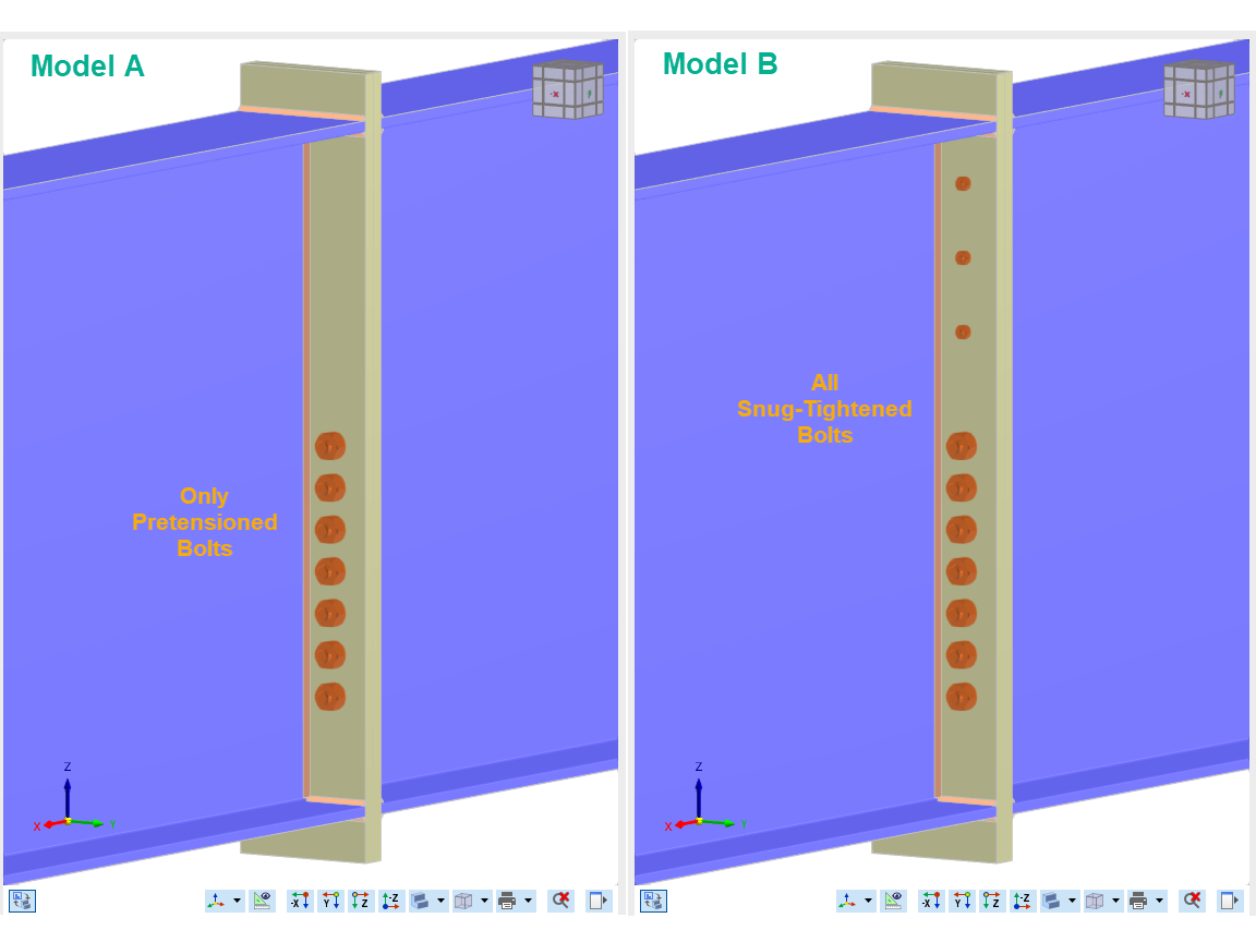 FAQ 005687 | Is it possible to design a single connection that includes both pretensioned and snug-tightened bolts in the Steel Joints add-on?