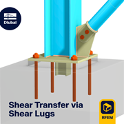 A visual showcasing the Steel Joints add-on's new shear sug capability for base plate connections.