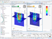 KB 001955 | Parametric Pile Modeling with Empirical Pile Resistances According to Tschuchnigg | Results of the axial force in the pile and the principal shear stress in the soil solid