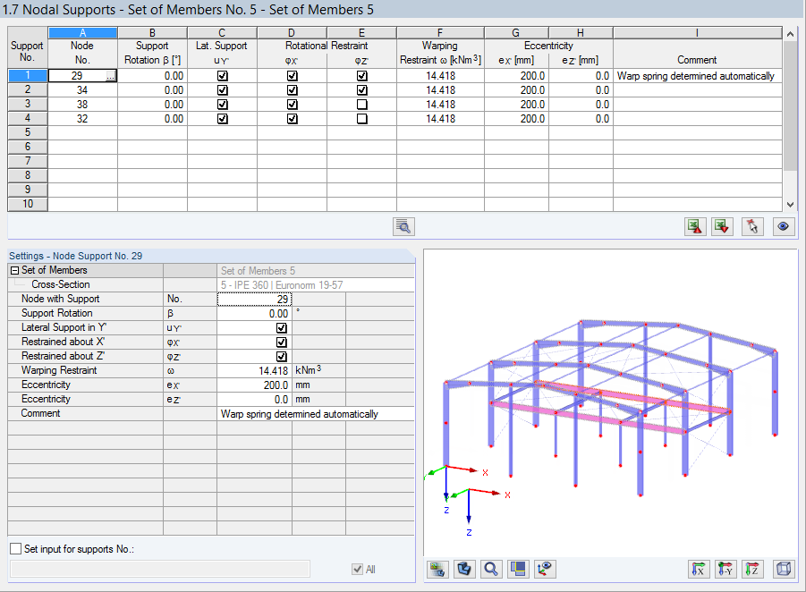 View of a node bearing window for defining member sets in building structures.