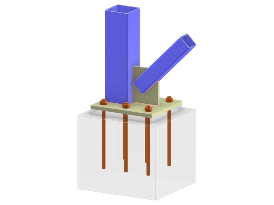 Model 005716 | Column Base With Stiffener and Welded Diagonal Connection