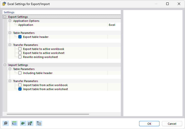 Excel Settings for Export/Import