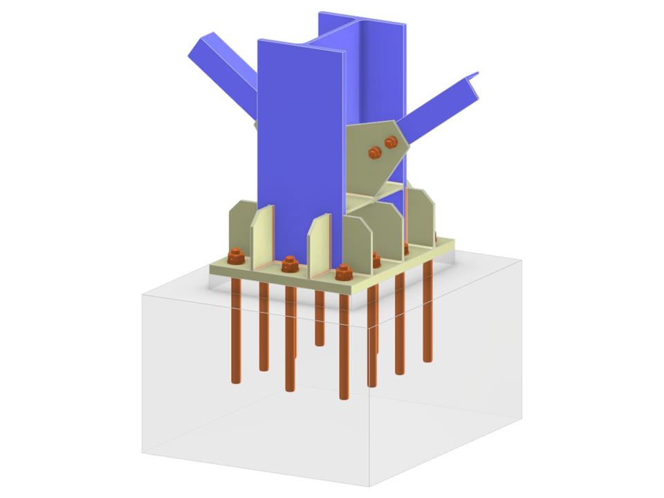 Model 005744 | Column Base with Two Bolted Diagonals of Vertical Bracing