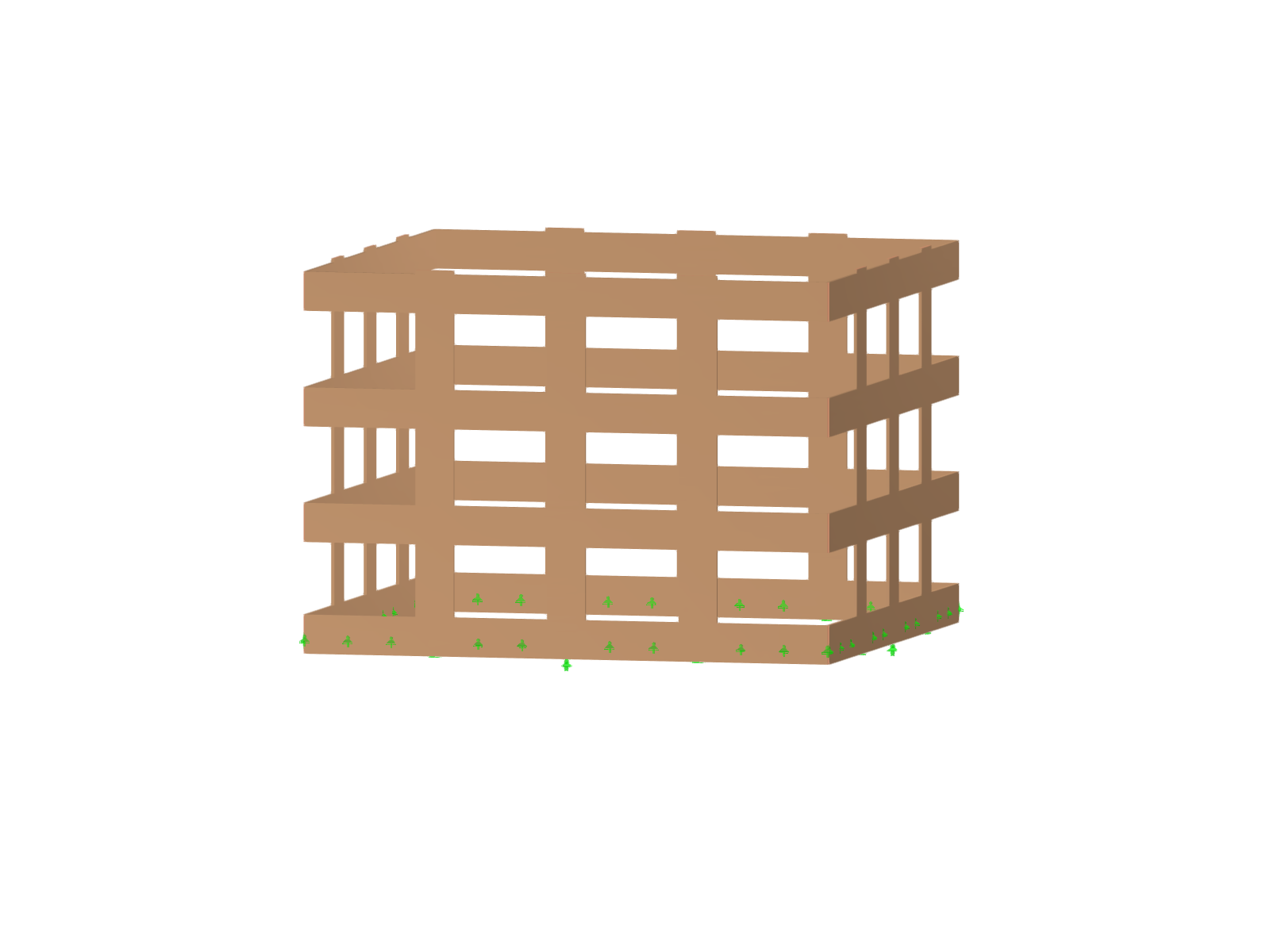 Stacked multi-frames form the structural basis of the forestry office in Freiburg, Germany, in modern architecture.