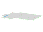 Reinforced concrete slab with an integrated downstand beam in a 3D model view.