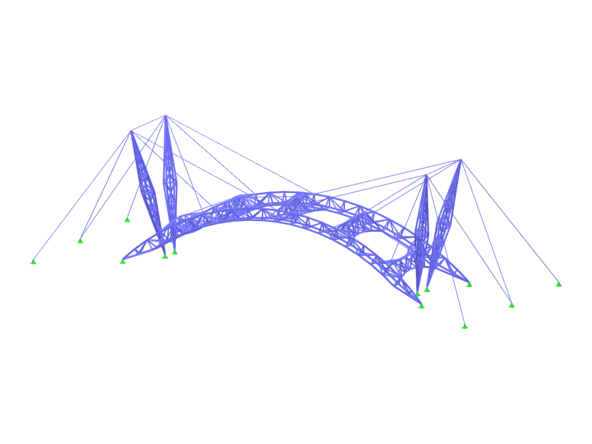 Toll station on Xi'an-Xixian North Ring Expressway, showcasing arched truss support with a complex parametric model design.