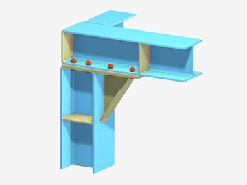 Structural model of a beam-to-column connection with a haunch, showcasing the detailed joint design and load distribution characteristics.