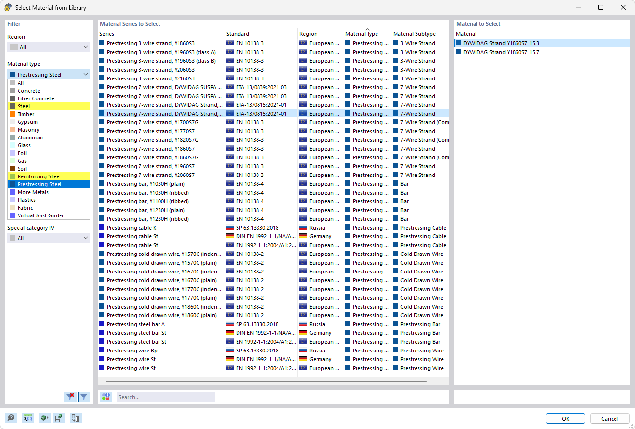 Selecting material in a library