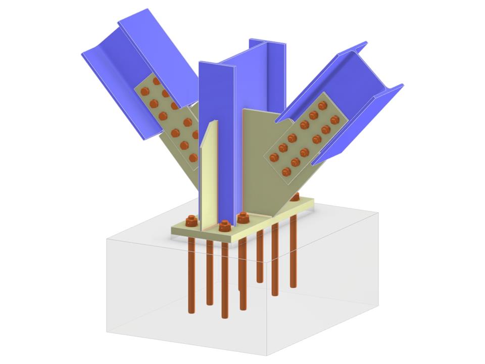 Model 005774 | Column Base and Two Bolted Diagonals of Vertical Bracing