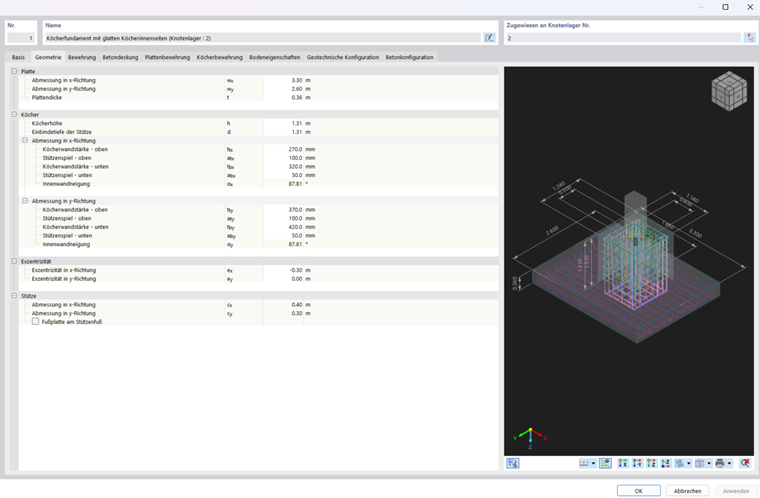 Bucket Foundations, Tab Geometry with Dynamic Model