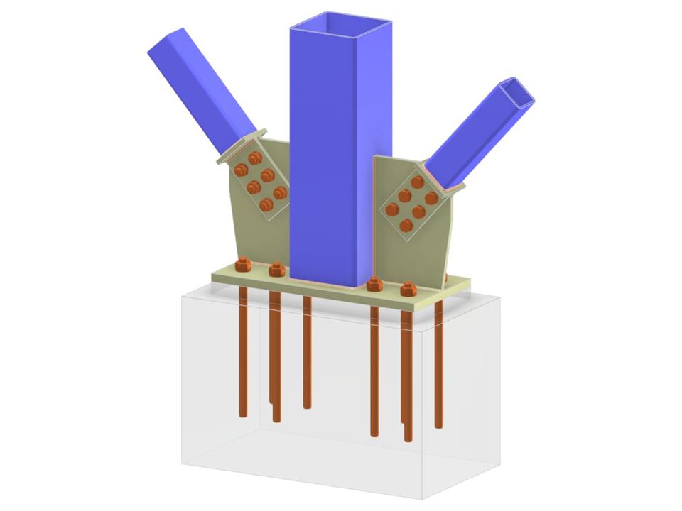 Model 005785 | Column Base and Bolted Diagonal Connection